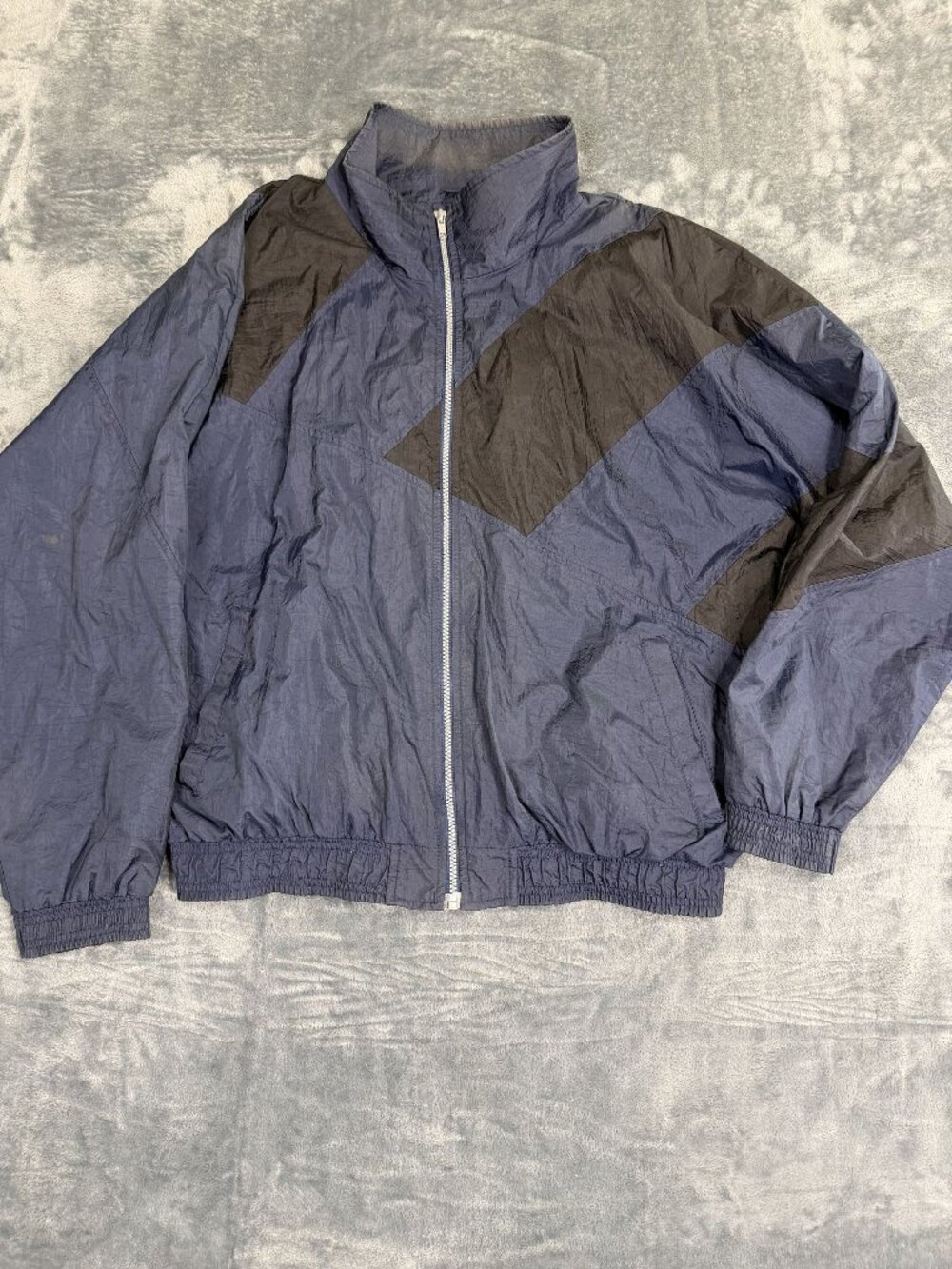 Vintage MacGregor Navy & Black Windbreaker Jacket Size Large Nylon Lightweight F